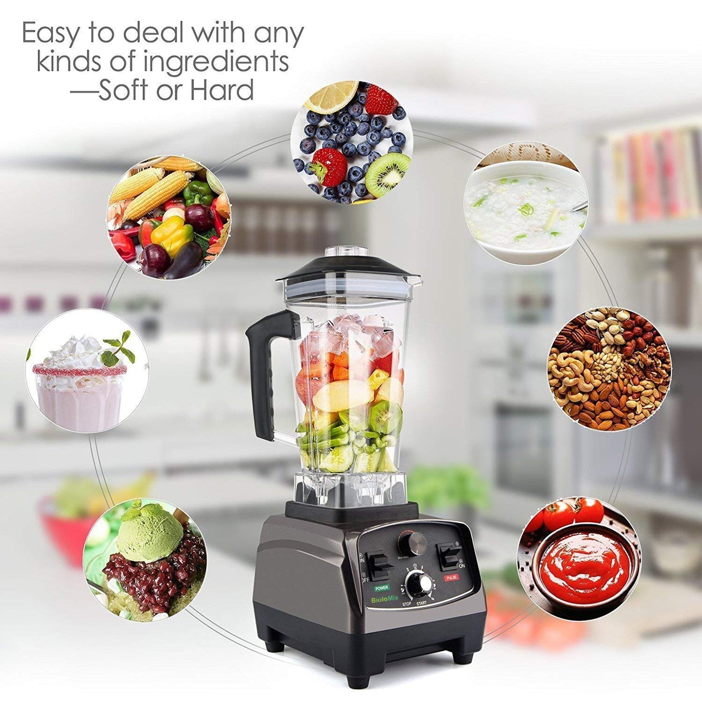 (Heavy Duty Commercial Grade) Timer Blender Mixer Juicer Fruit Food Processor Ice Smoothies BPA Free