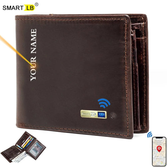 Men's Smart Anti-lost Genuine Leather Wallet with Free engraving