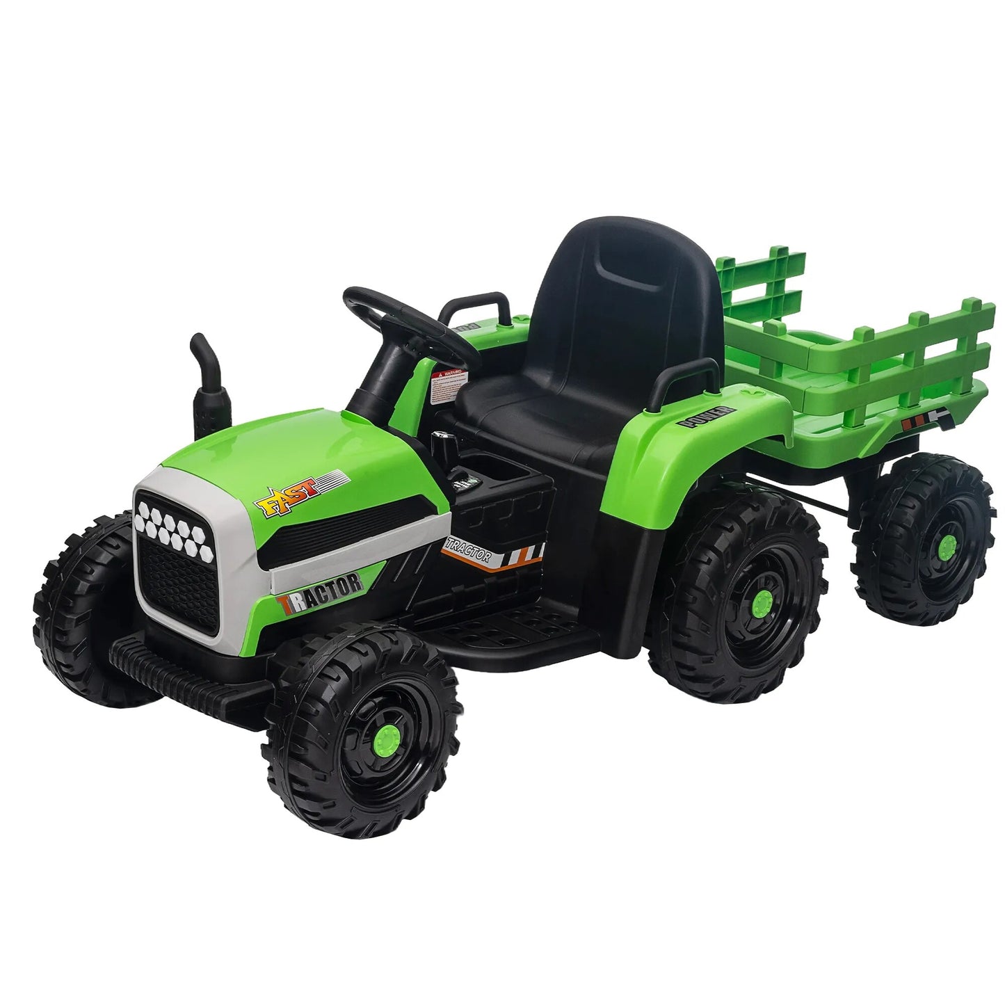 12V Electric Tractor with Trailer Toy w/Remote Control