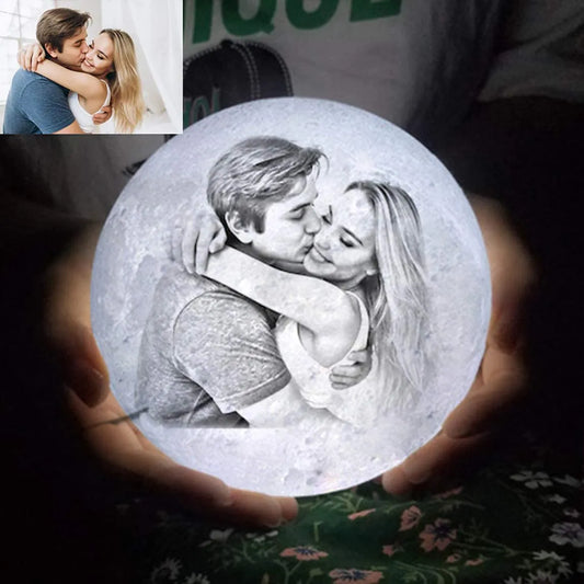 ZK20 Customized Photo Moon Lamp Personalized Kids Wife's Gifts Night Light USB Charging Tap Control  2/3 Colors Lunar Light