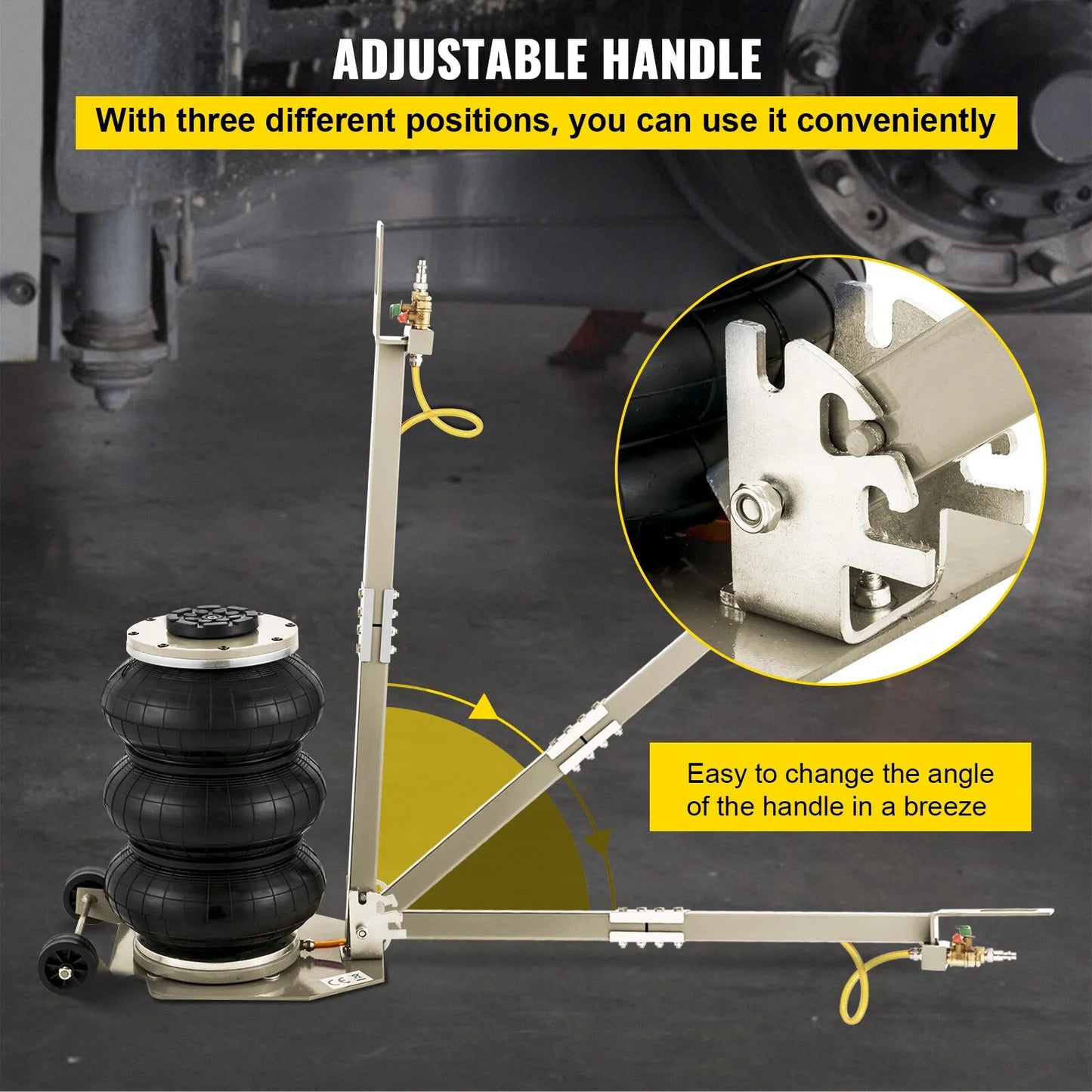 3 Ton / 5 Ton Triple Bag Air Pneumatic Jack with Adjustable Handle (Van, SUV or Cars)