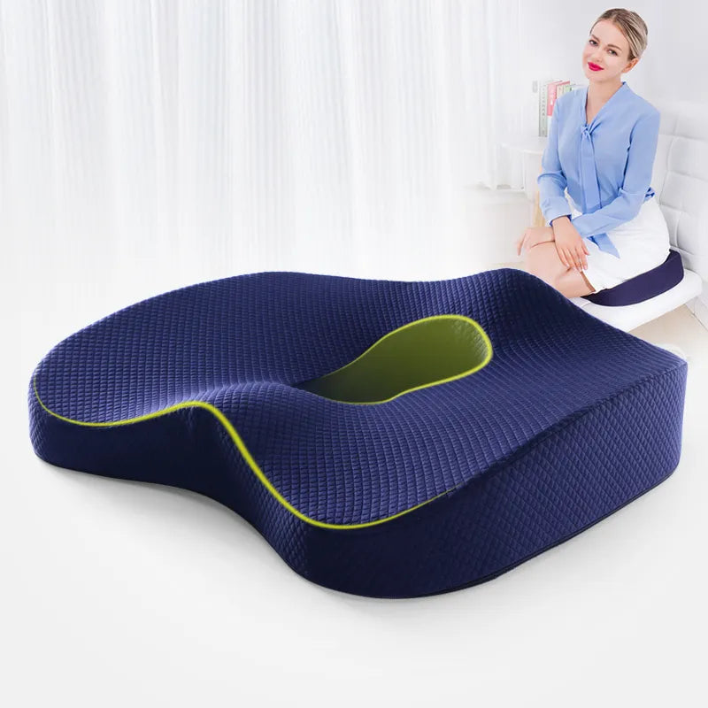 Memory Foam Seat Cushion that Supports Waist Back and has Hip Massage Pad feature