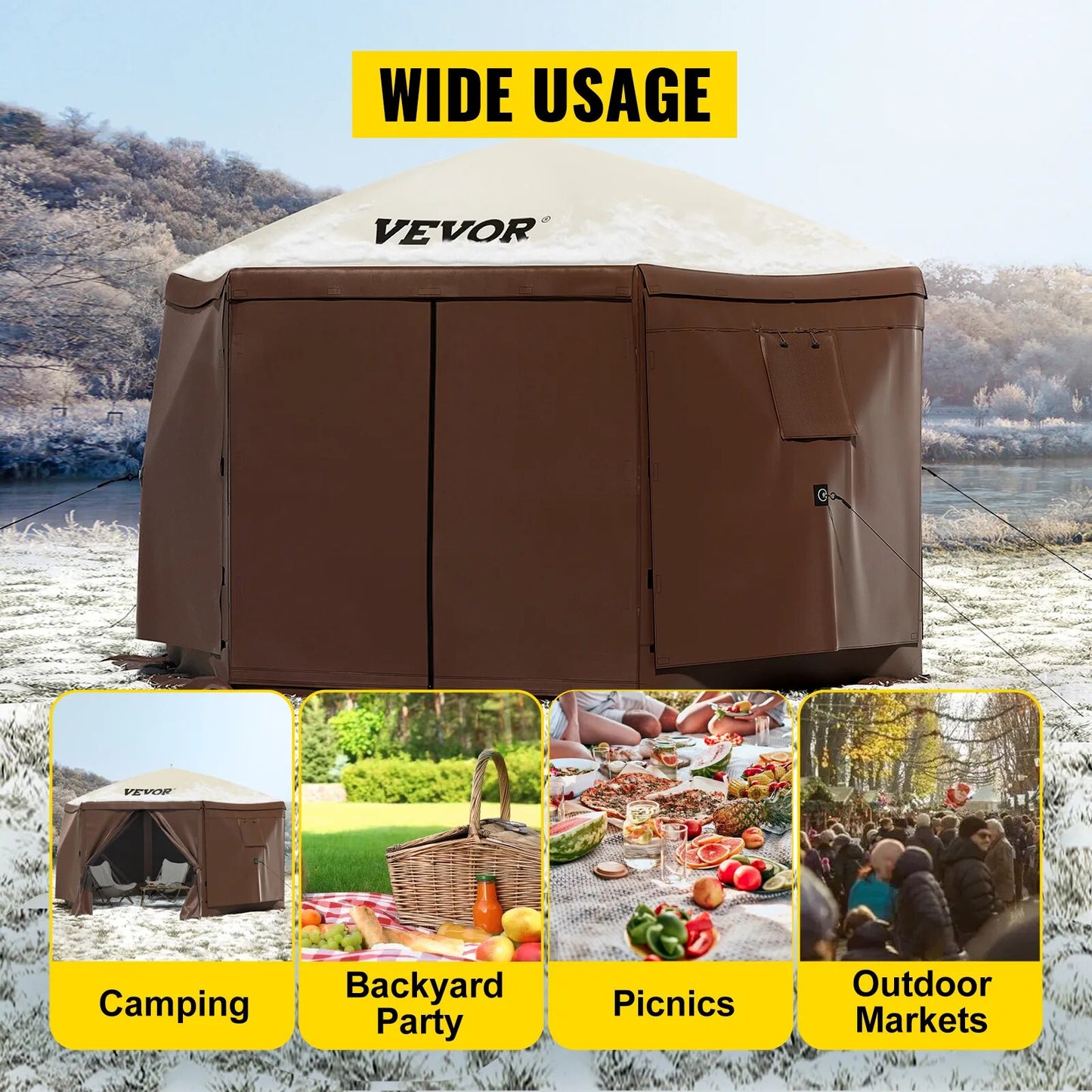 Pop-up Camping Gazebo Sun Shading Tent & Canopy Shelter