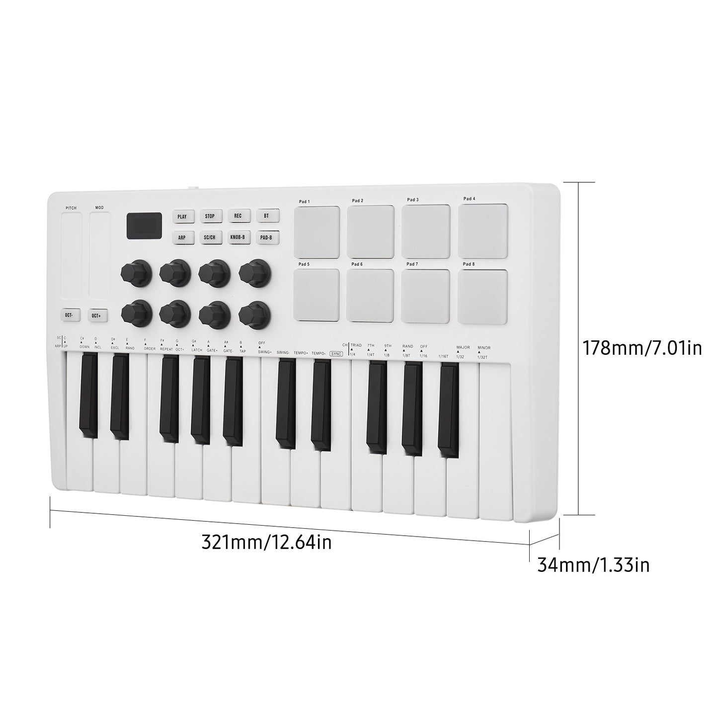 Mini Portable USB Keyboard & amp; w/ 8 Knobs of other instruments