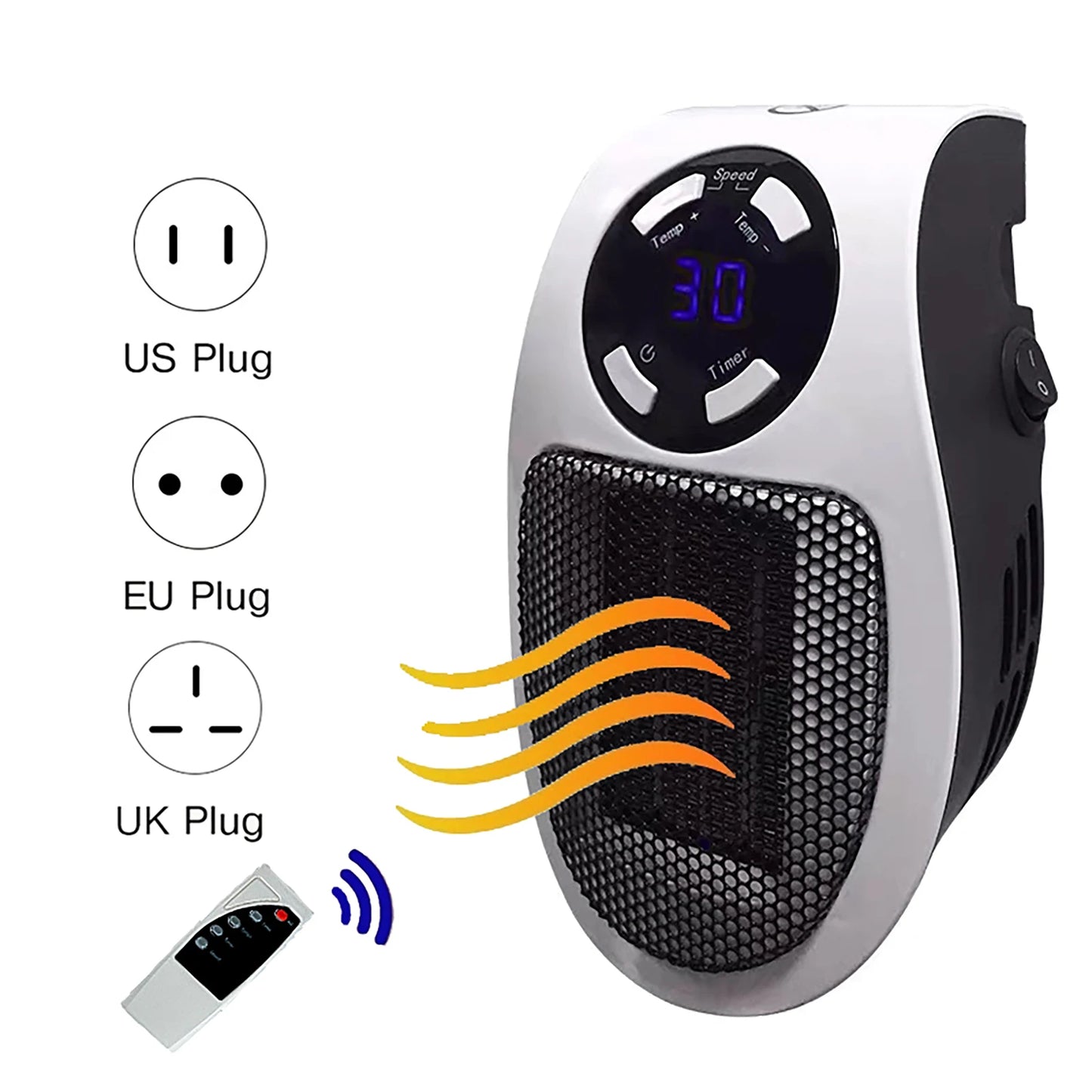 500W Electric Mini Air Heater Powerful Warm Blower Fast Heater Fan Stove Radiator Room Warmer for Houses Garages Caravans