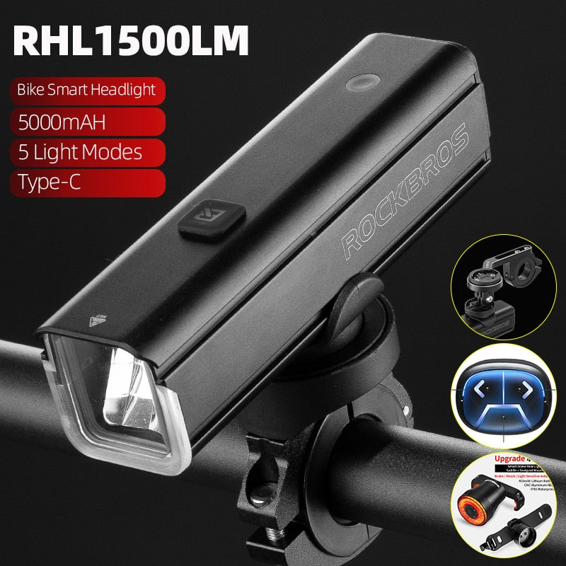 ROCKBROS Bicycle Front Light and Battery LED Lamp Flashlight