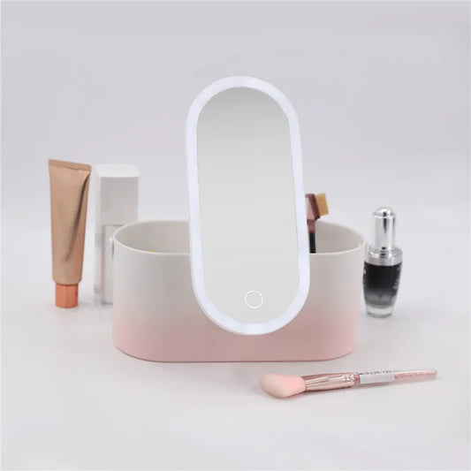 Travel Makeup Organizer Box with Led Light Mirror