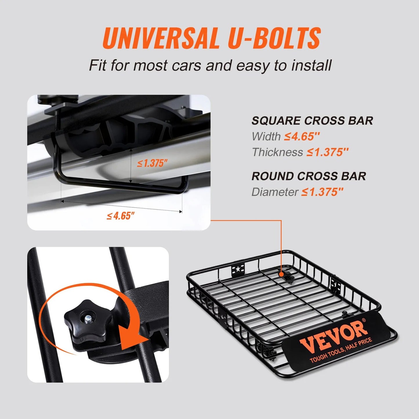 Rooftop Cargo Carrier Heavy-Duty 200 LBS Capacity for SUV Trucks