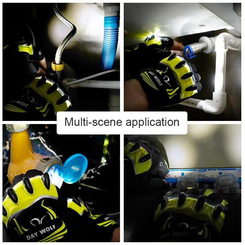 Cycling or Fishing Gloves with Led Lights and Touch Screen Fingertips