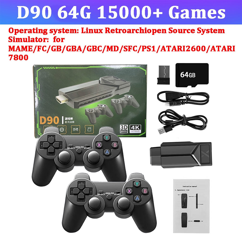 Game Stick 4K Retro Video Game Console Wireless Controllers TV HD 10000+ Games Handheld Game Console For PS1/MAME/GBA Emulators