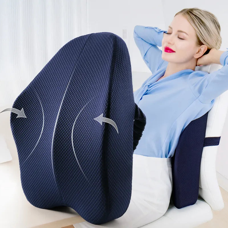 Memory Foam Seat Cushion that Supports Waist Back and has Hip Massage Pad feature