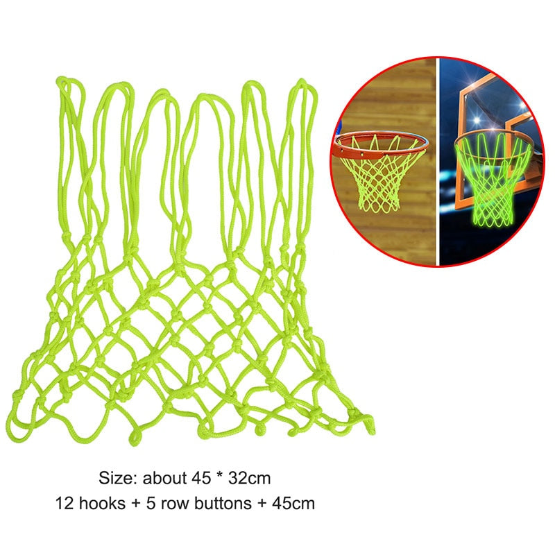 Green Luminous Basketball Net Glowing Light Shooting Mesh Training Adult Kids Nylon Net Standard Sport Luminous Basketball Sport