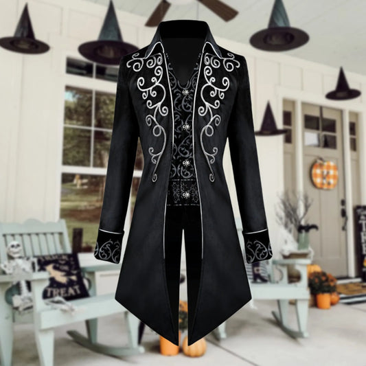 Men Retro Frock Coat Medieval Button Tailcoat Renaissance Halloween Steampunk Jacket Vampire Gentleman Coats Cosplay Costumes