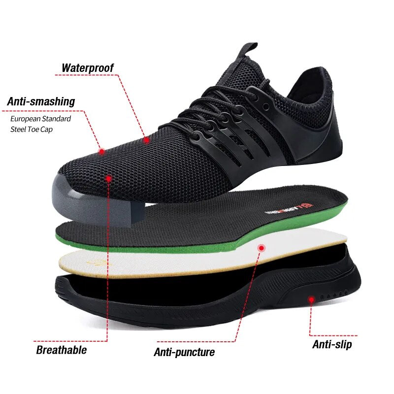 Lightweight Waterproof Wide Steel Toe Safety Sneakers