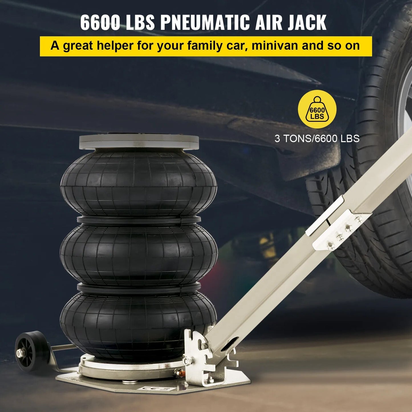 3 Ton / 5 Ton Triple Bag Air Pneumatic Jack with Adjustable Handle (Van, SUV or Cars)