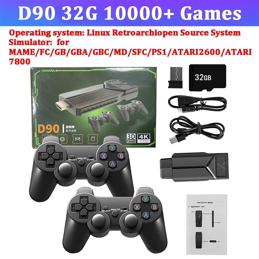 Game Stick 4K Retro Video Game Console Wireless Controllers TV HD 10000+ Games Handheld Game Console For PS1/MAME/GBA Emulators