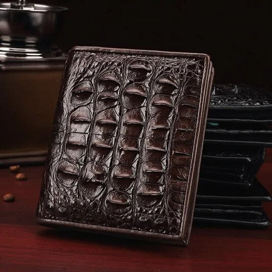 Men's Genuine Crocodile Leather & Alligator Backbone Skin Wallet