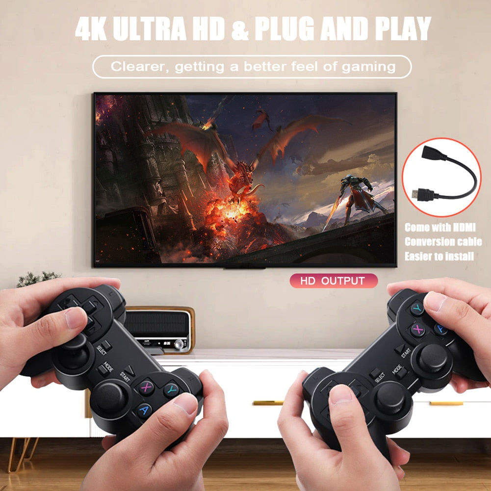 Game Stick 4K Retro Video Game Console Wireless Controllers TV HD 10000+ Games Handheld Game Console For PS1/MAME/GBA Emulators