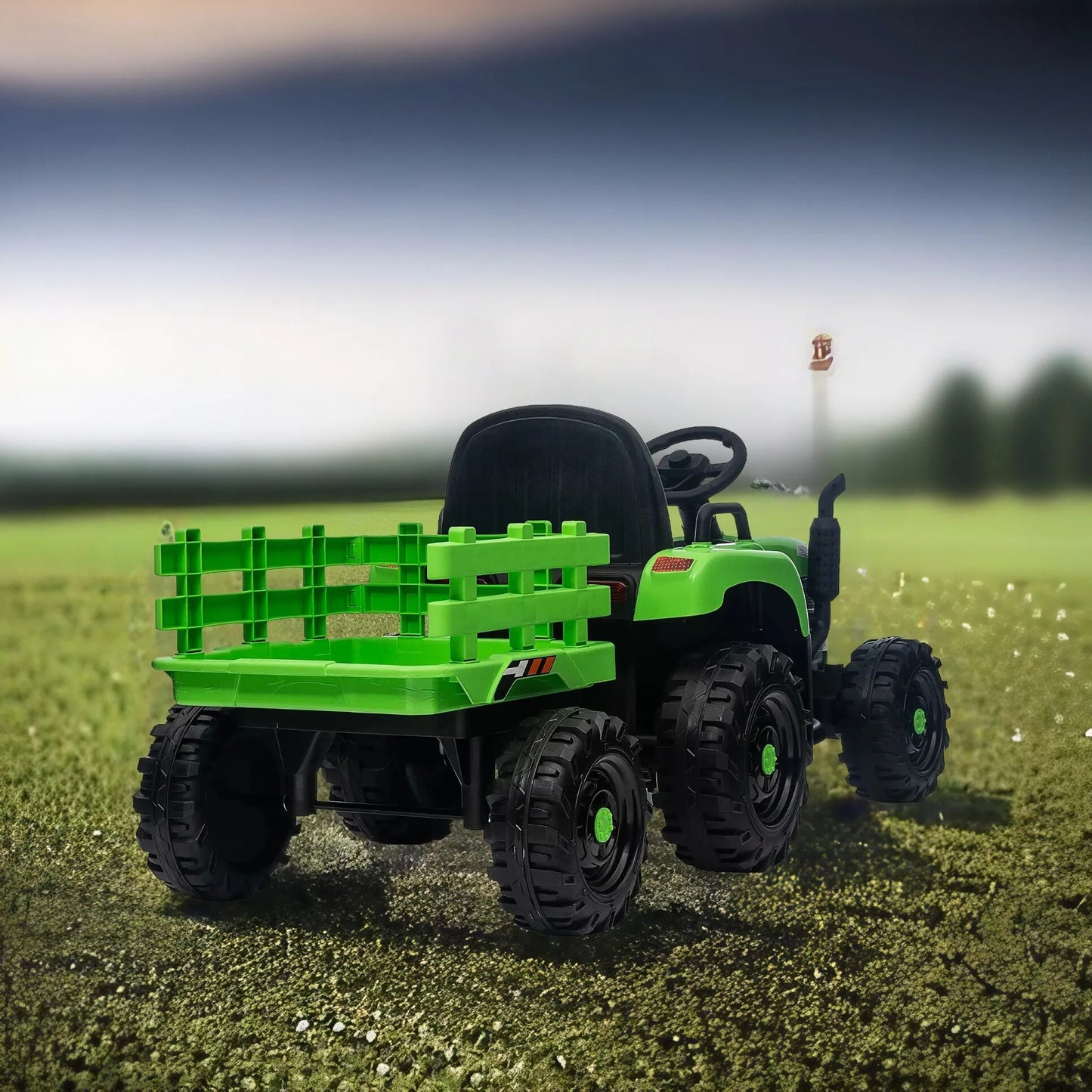 12V Electric Tractor with Trailer Toy w/Remote Control