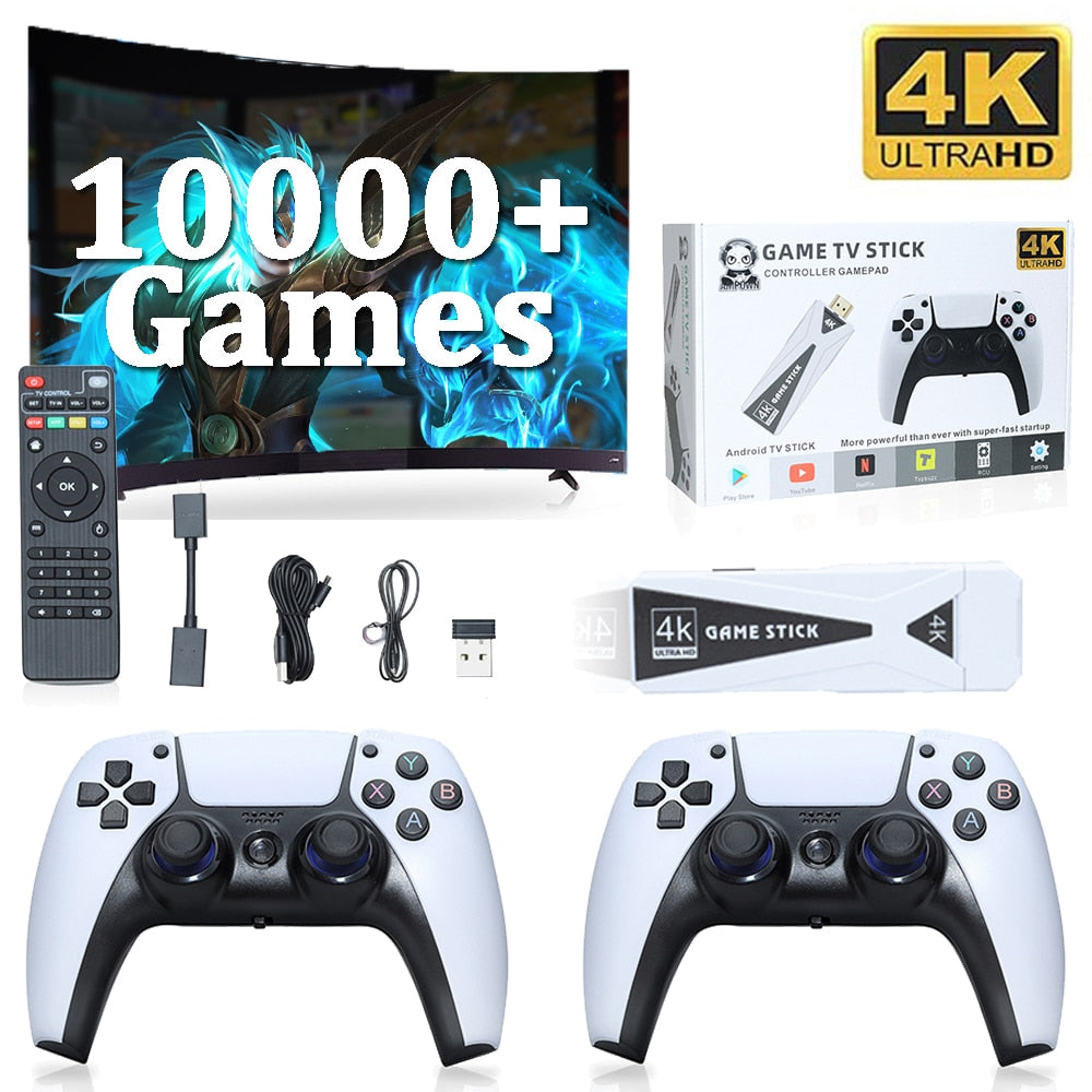 Game Stick 4K Retro Video Game Console Wireless Controllers TV HD 10000+ Games Handheld Game Console For PS1/MAME/GBA Emulators