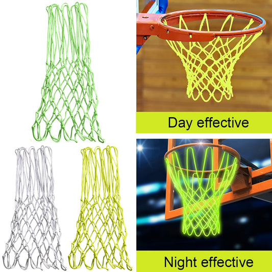 Green Luminous Basketball Net Glowing Light Shooting Mesh Training Adult Kids Nylon Net Standard Sport Luminous Basketball Sport